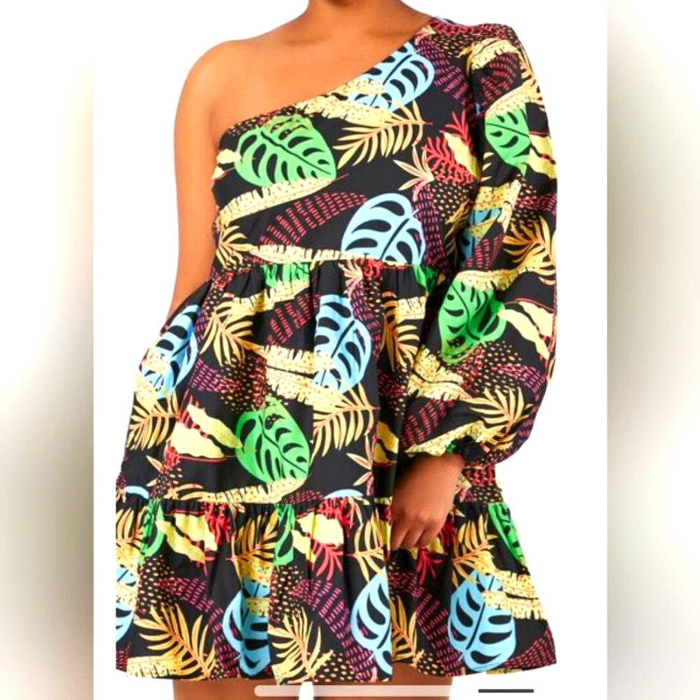 Forever 21 mini dress, Black/multi color, plus size OX